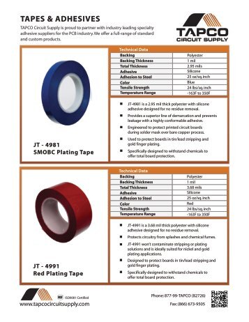 TAPES & ADHESIVES - Tapco Circuit Supply