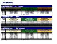 WORK Gnosis HS201 Sizing Chart - Work Wheels