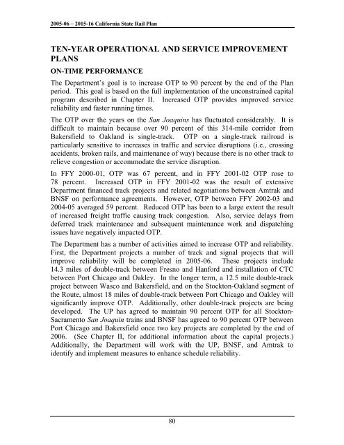 California State Rail Plan 2005-06 to 2015-16