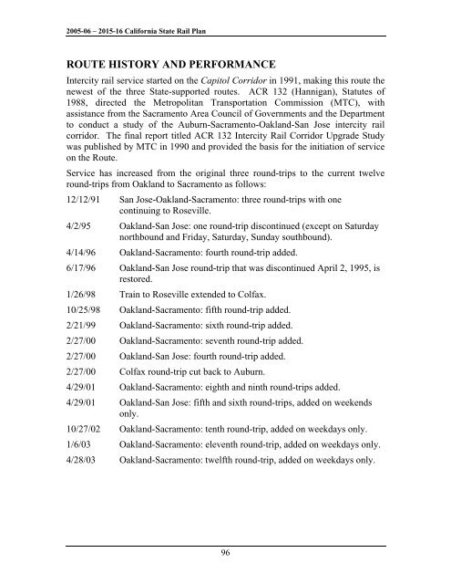 California State Rail Plan 2005-06 to 2015-16