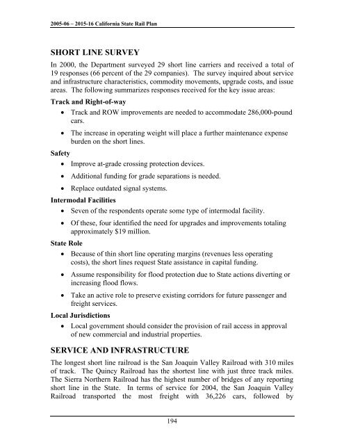 California State Rail Plan 2005-06 to 2015-16