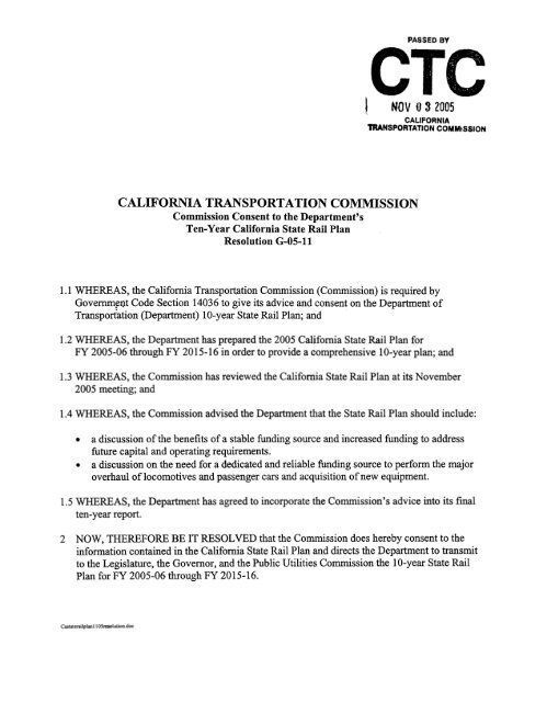 California State Rail Plan 2005-06 to 2015-16