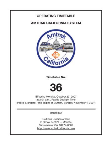OPERATING TIMETABLE AMTRAK CALIFORNIA SYSTEM