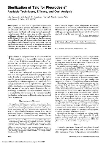 Sterilization of Talc for Pleurodesis*