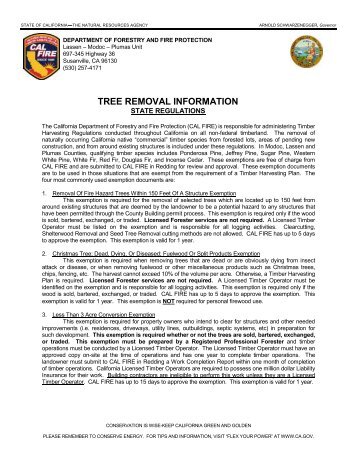 TREE REMOVAL INFORMATION - Plumas County Fire Safe Council