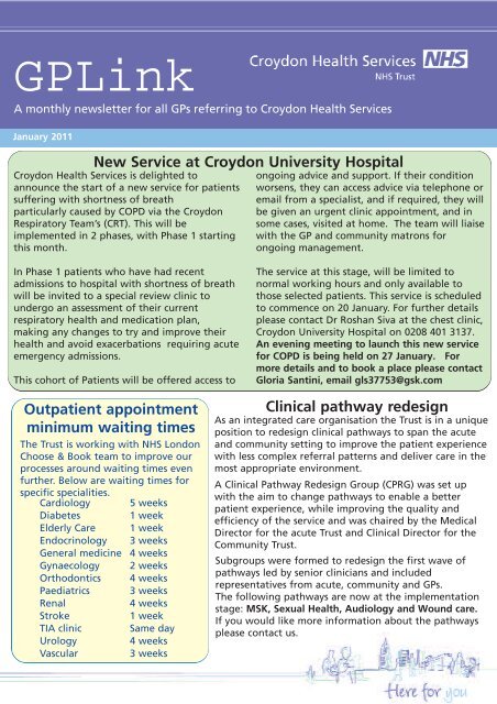 GP Newsletter Jan 2011 draft 4 - Croydon Health Services NHS Trust