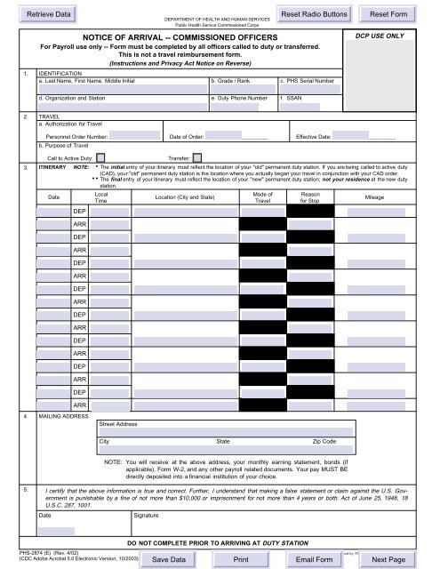 Notice of Arrival -- Commissioned Officers - Commissioned Corps ...