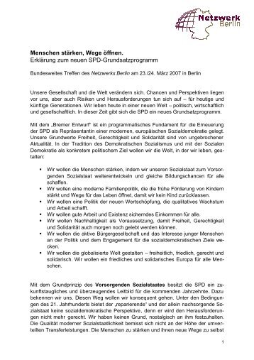 Positionspapier zum Grundsatzprogramm ... - Netzwerk Berlin