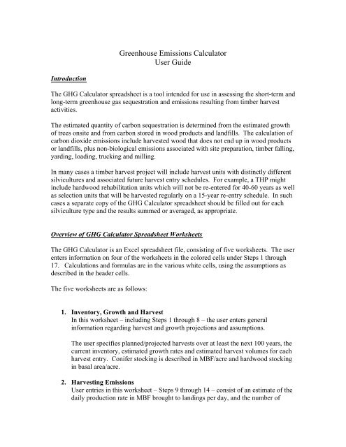 thp greenhouse gas emissions calculator user guide cal fire