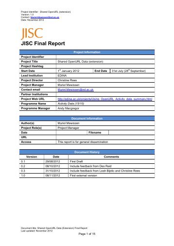 JISC final report template - Edina