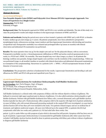 Download the Concurrent Session Abstracts (PDF) - Laparoscopy ...