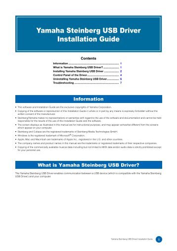 Yamaha Steinberg USB Driver Installation Guide