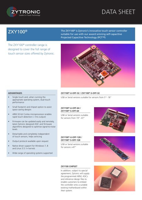 ZXY100 Touch Controller Datasheet - Zytronic