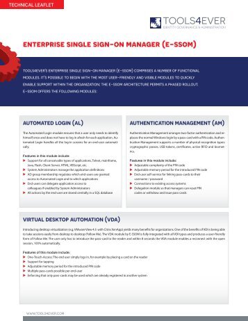 Enterprise Single Sign On Manager (E-SSOM) - Tools4Ever.com