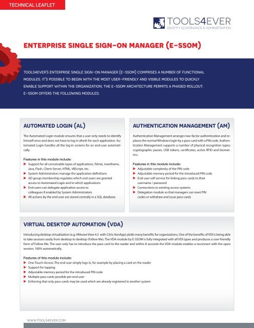 Enterprise Single Sign On Manager (E-SSOM) - Tools4Ever.com