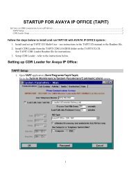 STARTUP FOR AVAYA IP OFFICE (TAPIT) - Trisys.com