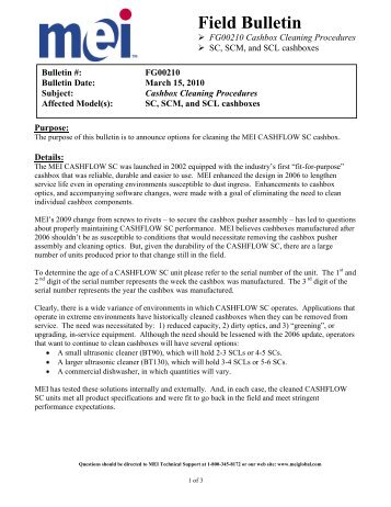 Download FG00210 SC, SCM and SCL Cashbox Cleaning ... - MEI