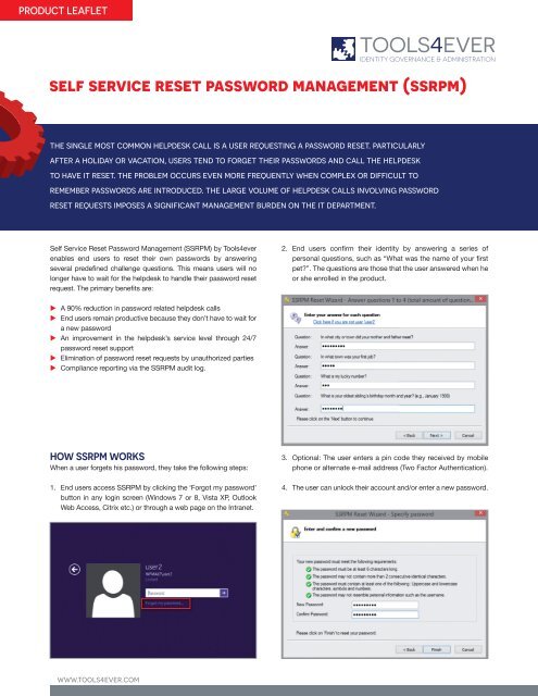 Self Service Reset Password Management ... - Tools4Ever.com