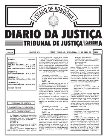 SUMÃRIO PÃGINAS CADERNO-A TRIBUNAL DE JUSTIÃ‡A...A-01 a ...