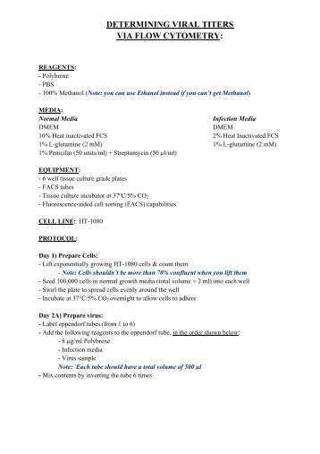 DETERMINING VIRAL TITERS VIA FLOW CYTOMETRY: