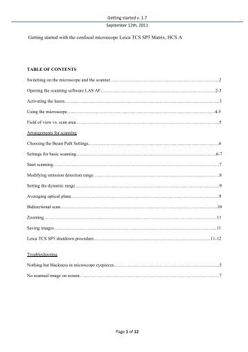 Getting started with the confocal microscope Leica TCS SP5 Matrix ...