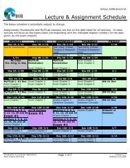 Lecture & Assignment Schedule - Computer Science 101 - West ...