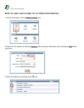 how to add a signatory to an employer profile - Cerenade