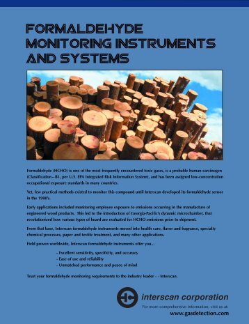 Formaldehyde monitoring instruments and systems - Interscan ...