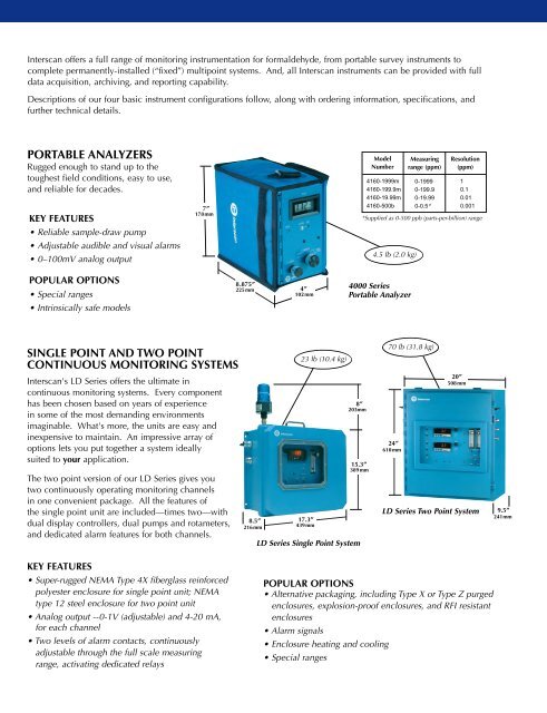 Formaldehyde monitoring instruments and systems - Interscan ...