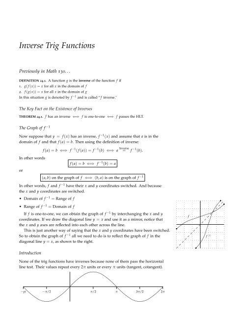 Intro to Inverse Trig Functions