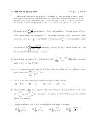 MATH 131-01, Spring 2011 Lab #14, April 28 1. The power series ...