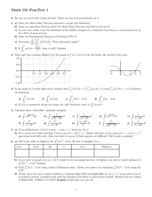 Math 131 PracTest 1