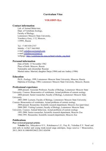 Curriculum Vitae VOLODIN Ilya Contact information Personal ...