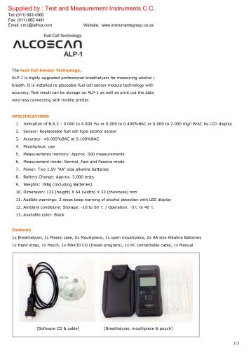 ALP-1 Alcoscan - Test and Measurement Instruments CC