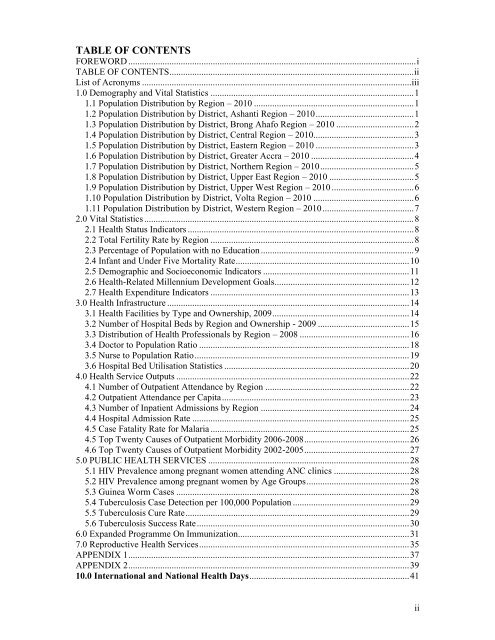 THE HEALTH SECTOR IN GHANA FACTS AND FIGURES 2010