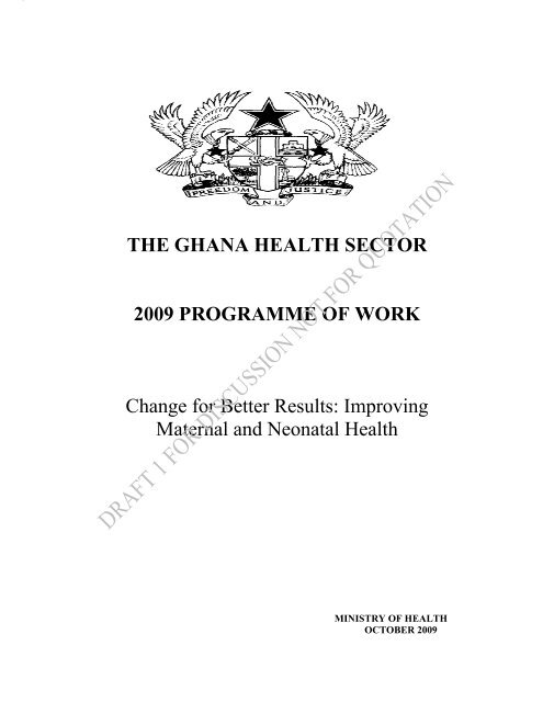 Annual Programme of Work 2009 - Ministry of Health