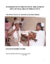 Training Manual for Preventive Malaria - Ministry of Health