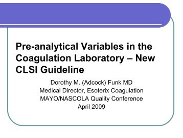 Plasma-Based Coagulation Assays - NASCOLA