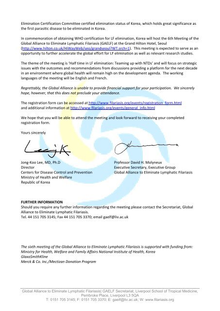 Invitation Letter - Global Alliance to Eliminate Lymphatic Filariasis