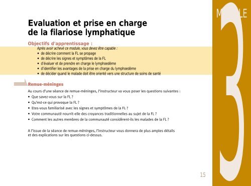 Evaluation et prise en charge de la filariose lymphatique