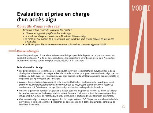 Evaluation et prise en charge de la filariose lymphatique