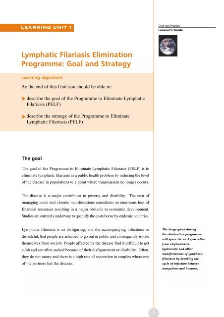 Learner's Guide - Global Alliance to Eliminate Lymphatic Filariasis