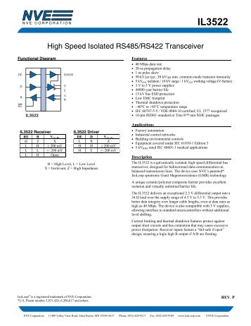IL3522 High Speed Isolated RS485/RS422 ... - NVE Corporation