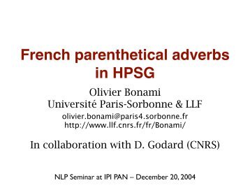 French parenthetical adverbs in HPSG