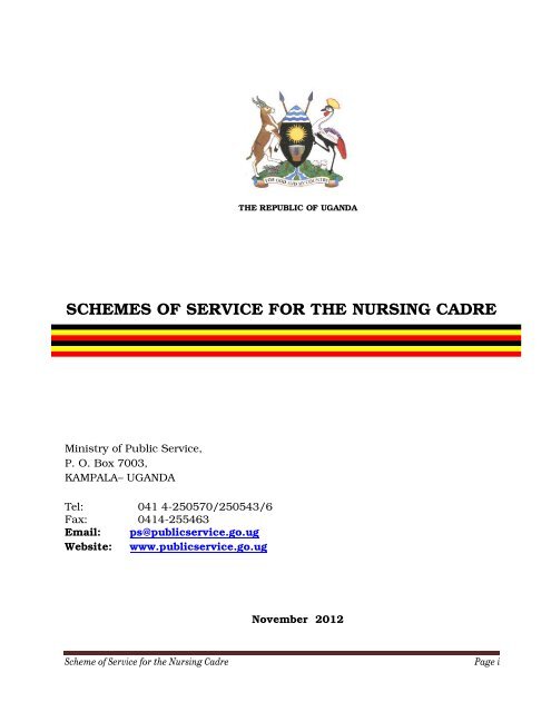 SCHEMES OF SERVICE FOR THE NURSING CADRE