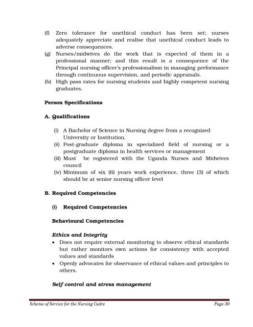 SCHEMES OF SERVICE FOR THE NURSING CADRE