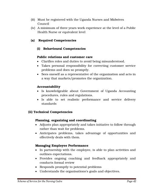 SCHEMES OF SERVICE FOR THE NURSING CADRE