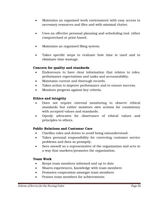 SCHEMES OF SERVICE FOR THE NURSING CADRE