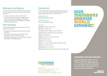 Customer Service Charter - GMHBA Health Insurance
