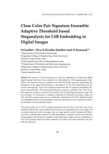 Close Color Pair Signature Ensemble Adaptive Threshold based ...